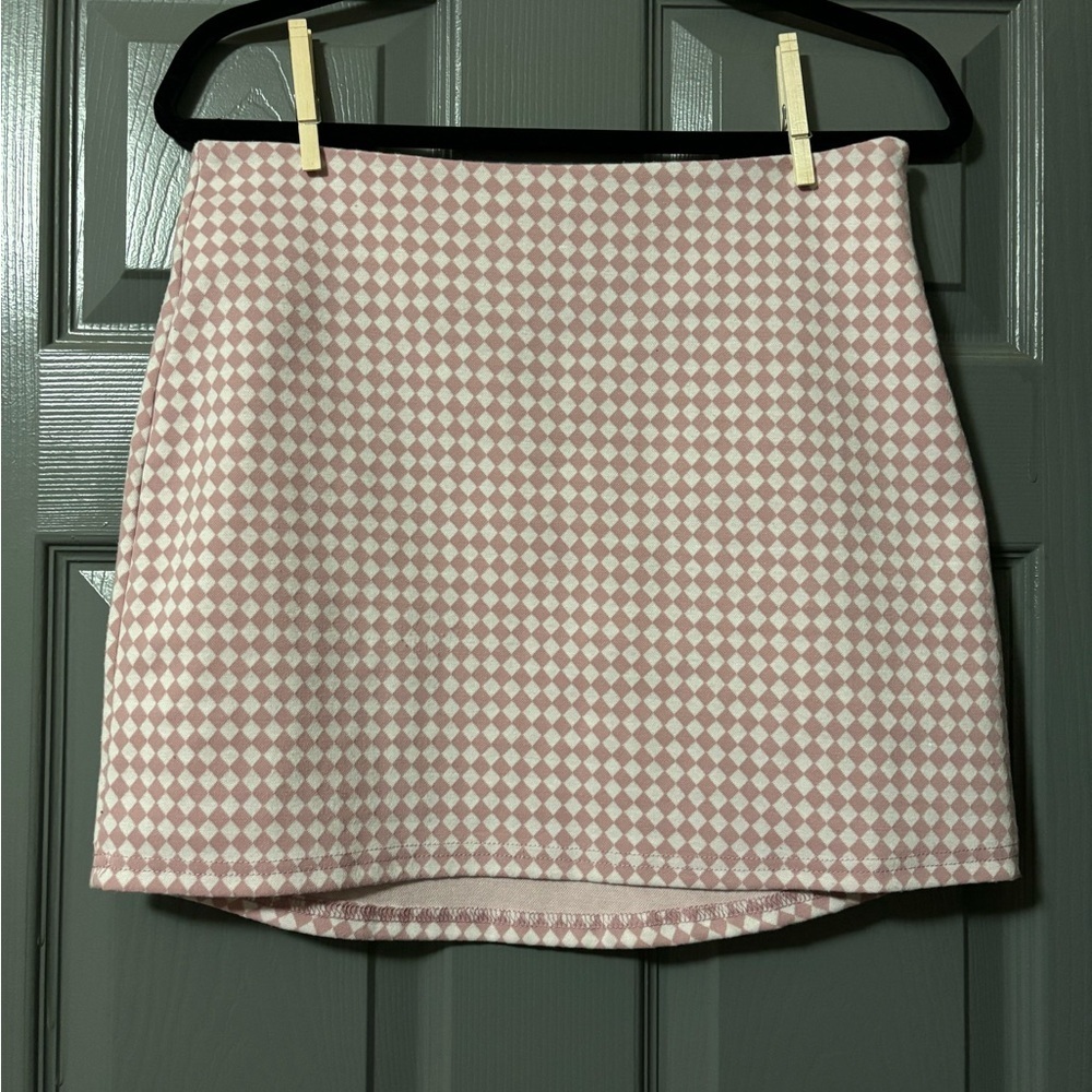 Altar'd State Pink Checkered Mini Skirt SZ Medium